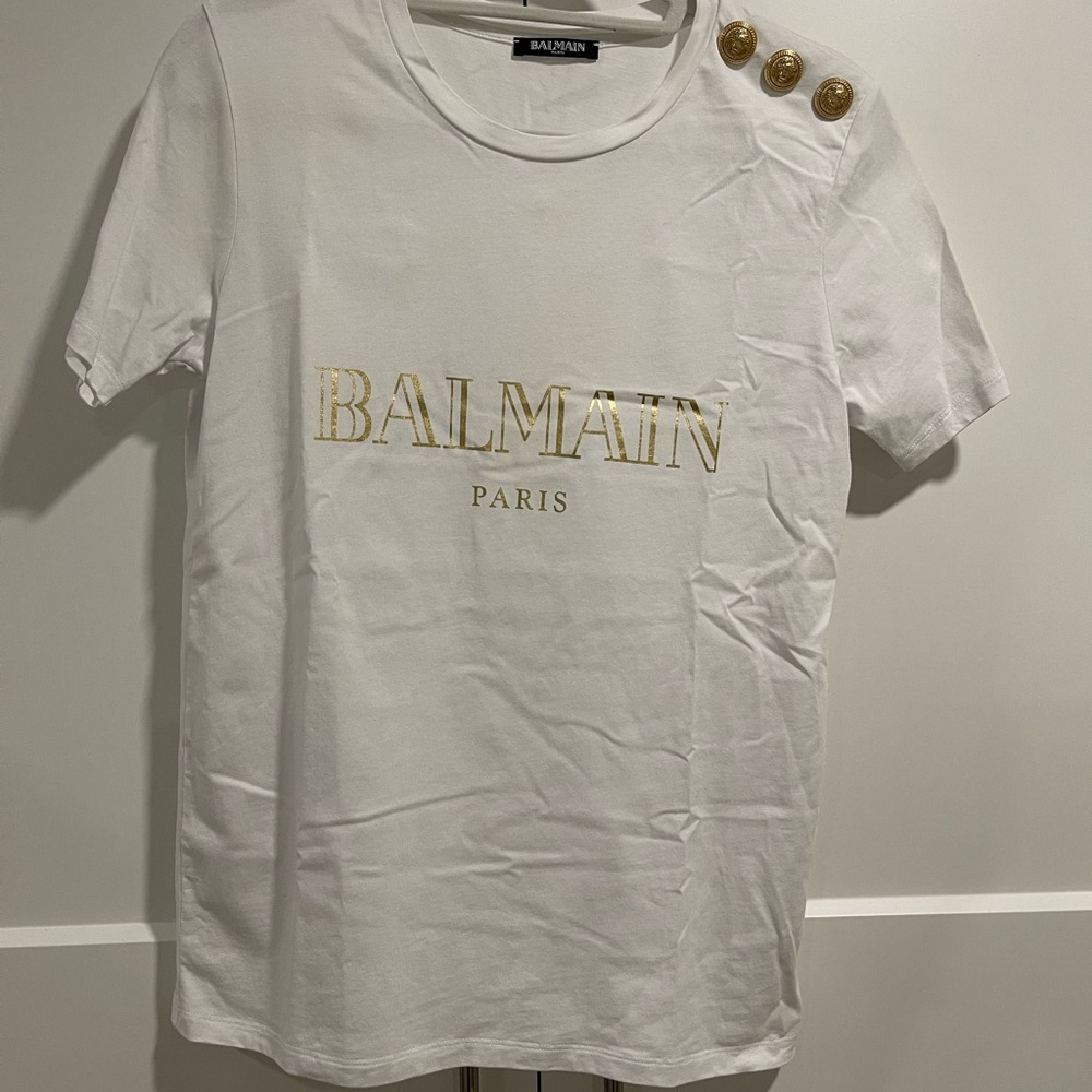 Balmain White Top with Gold Detail Sz 36 💕
